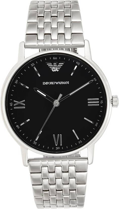 Emporio Armani Kappa Black Dial Silver Steel Strap Watch For Men - AR11152 - Image 5